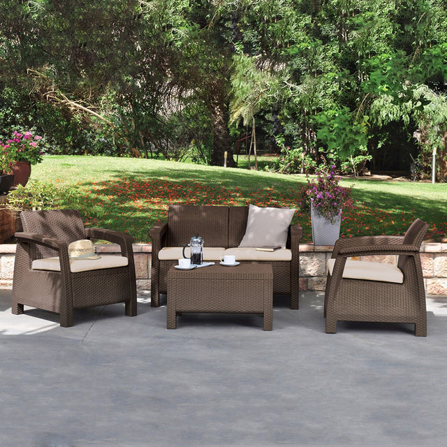 Set de sillones Keter Corfu (3 sillones + 1 mesa)