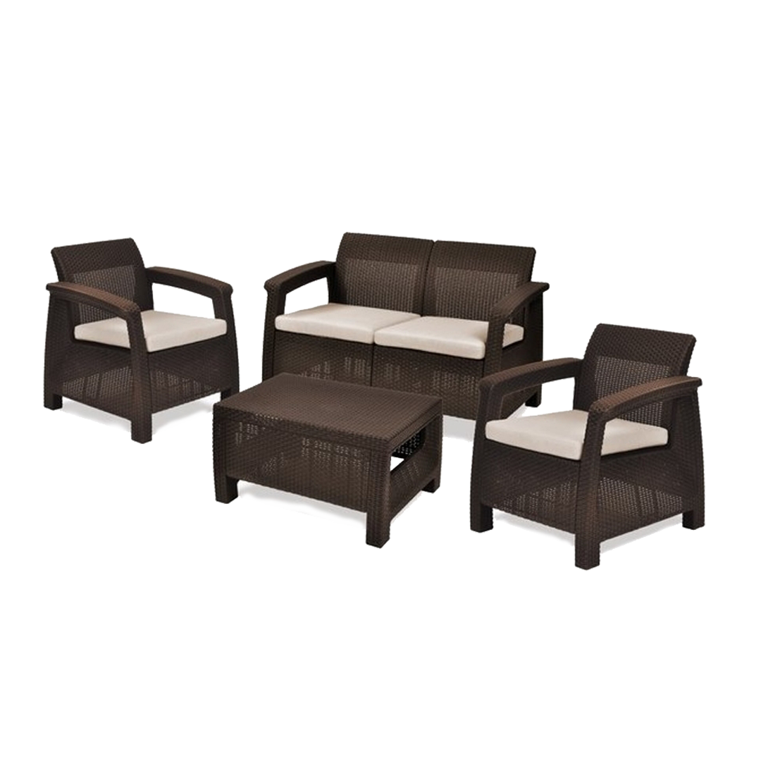 Set de sillones Keter Corfu (3 sillones + 1 mesa)