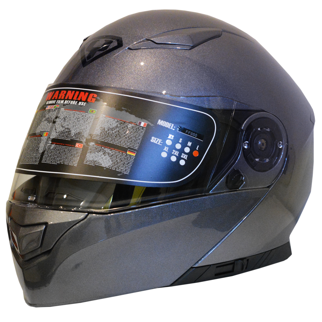 Casco Infantil Flip Up Yohe YH-FF950 Gris Brilloso Talle S - OUTLET