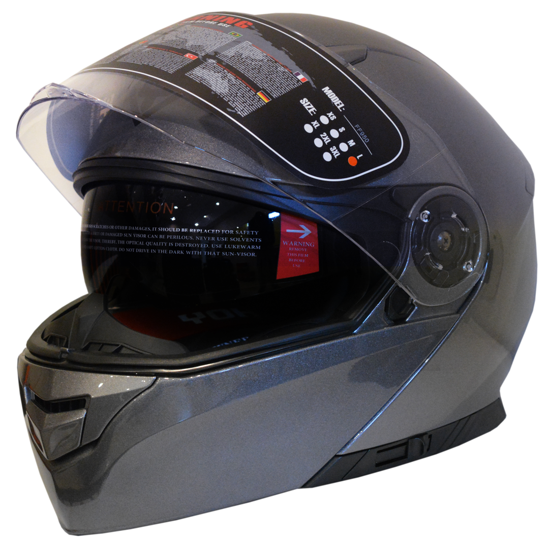 Casco Infantil Flip Up Yohe YH-FF950 Gris Brilloso Talle S - OUTLET